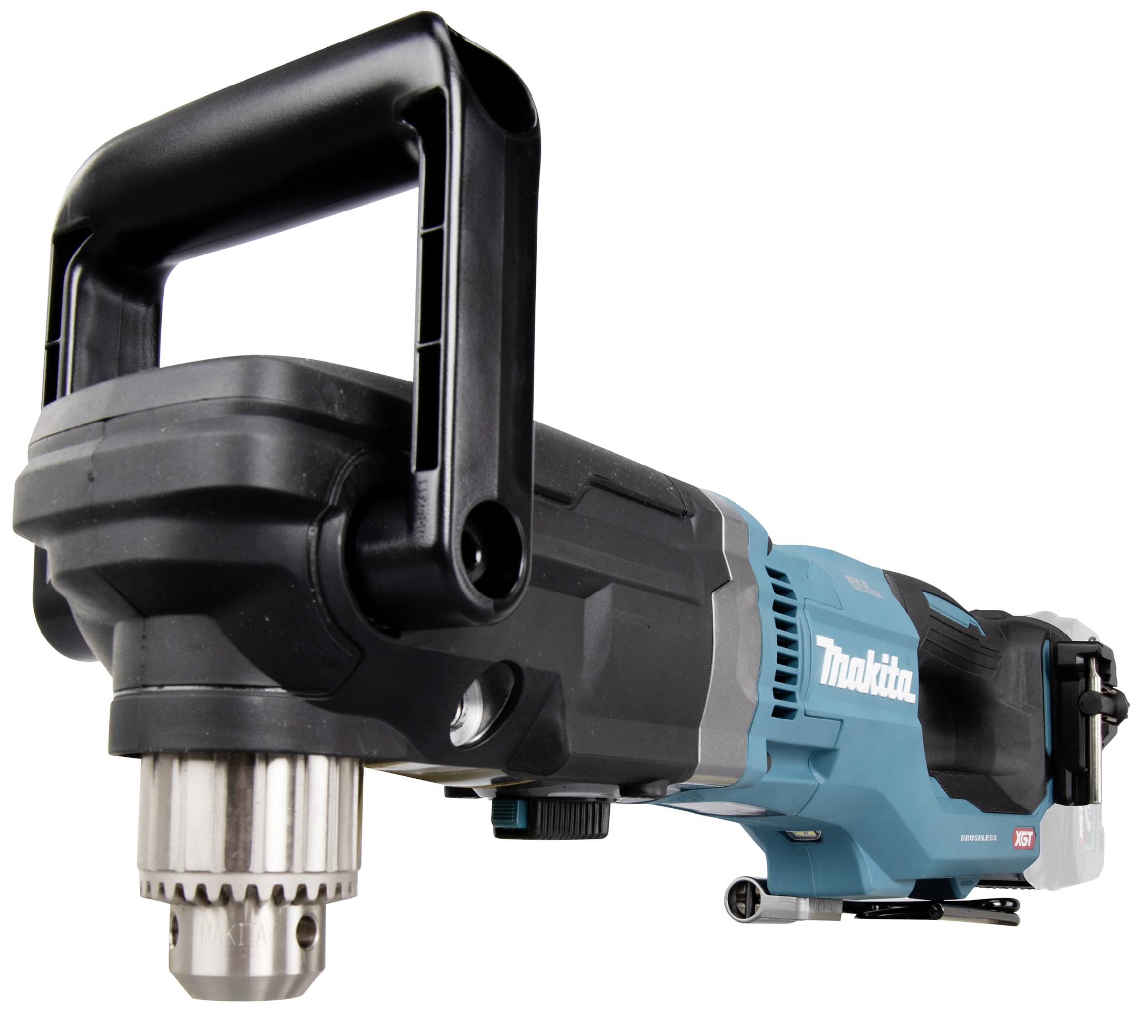 Bohrmaschine von Makita mit ergonomischem Griff, blauer Farbe und robustem Design, geeignet für Bauarbeiten und Heimwerkerprojekte.