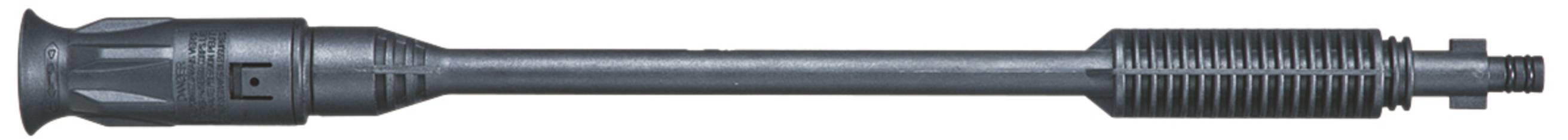 Ein dunkelgrauer Metallzylinder, dessen Aussehen auf Teile eines mechanischen Geräts hindeutet, mit geripptem Abschnitt auf der rechten Seite.