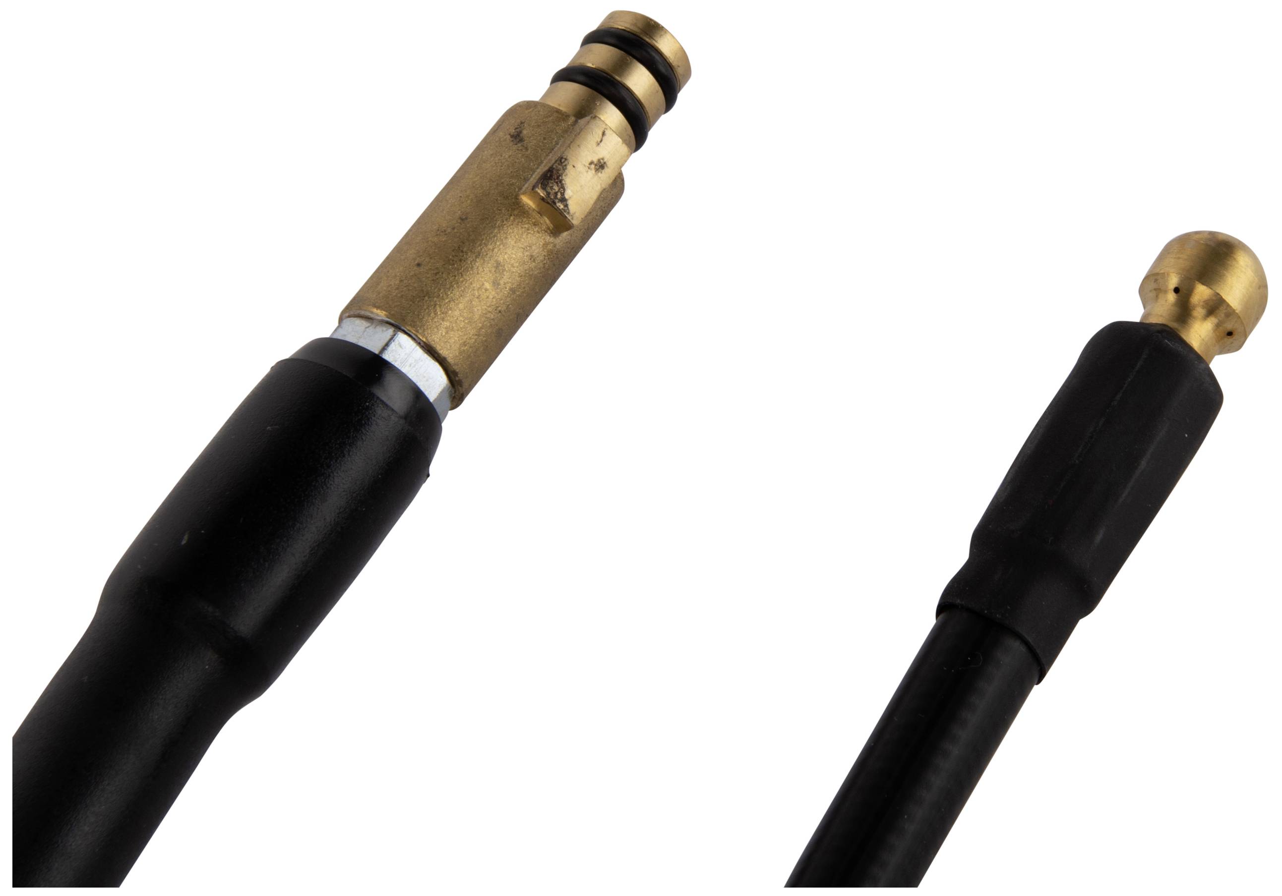 Zwei hydraulische Schlauchkupplungen: links eine flache, bronzefarbene und rechts eine kleinere, schwarze Form mit Kugelendstück.
