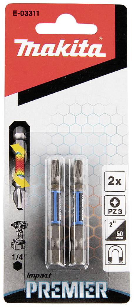 Makita E-03311 Bit-Set Kreuzschlitz Pozidriv Torsion Control Technologie