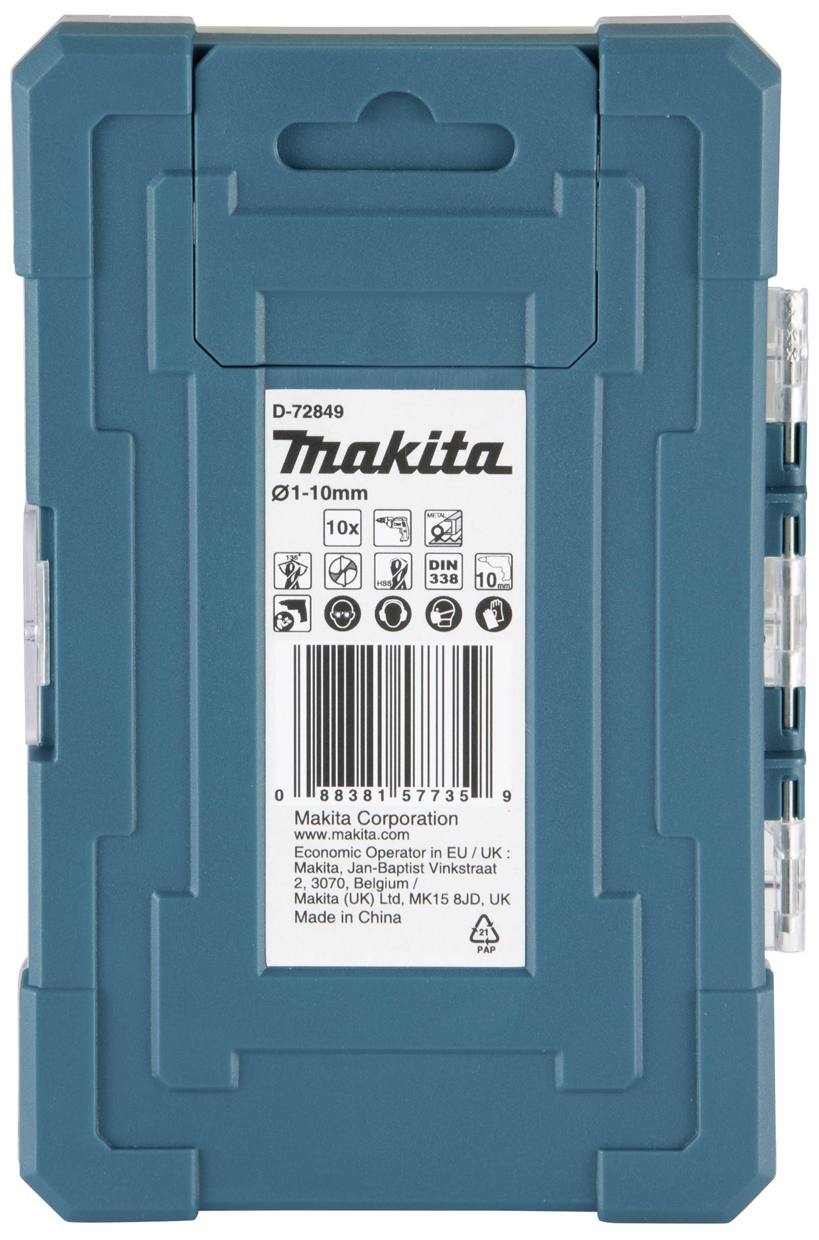Makita D-72849 Spiralbohrer-Set 1 mm, 2 mm, 3 mm, 4 mm, 5 mm, 6 mm, 7 mm, 8 mm, 9 mm, 10mm 1St.