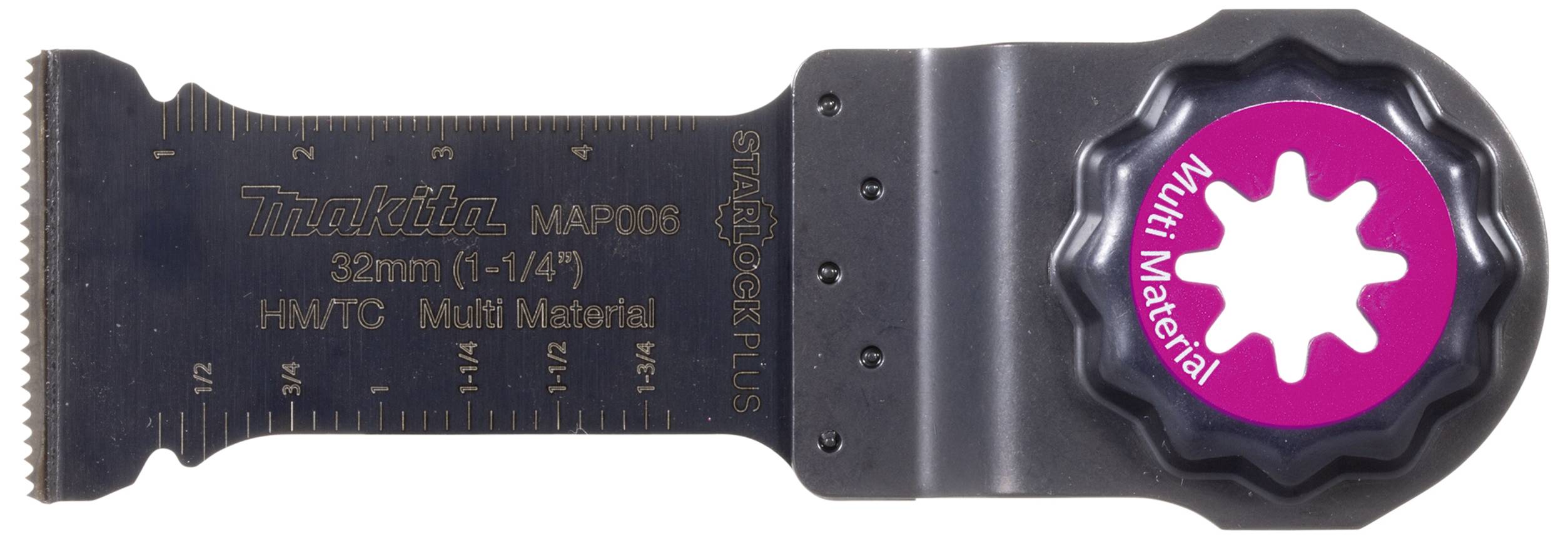 Sägeblatt für Multifunktionswerkzeuge, Marke Makita, 32 mm, geeignet für verschiedene Materialien, Aufschrift 'Multi Material'.