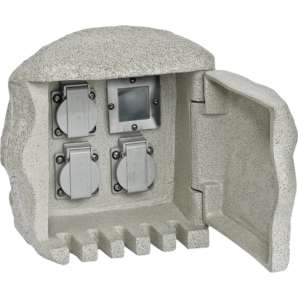 EVN 2303FE3 Gartensteckdose 3fach Granit-Grau (matt) Steinoptik, mit Fernbedienung EVN 2303FE3 Gartensteckdose 3fach Granit-Grau (matt) Steinoptik, mit Fernbedienung