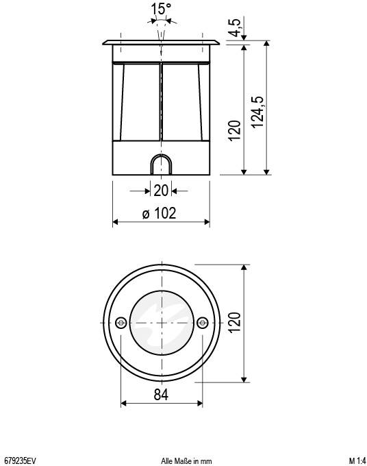 EVN 679235EV Bodeneinbauleuchte GU10 Hochvolt-Halogenlampe Edelstahl