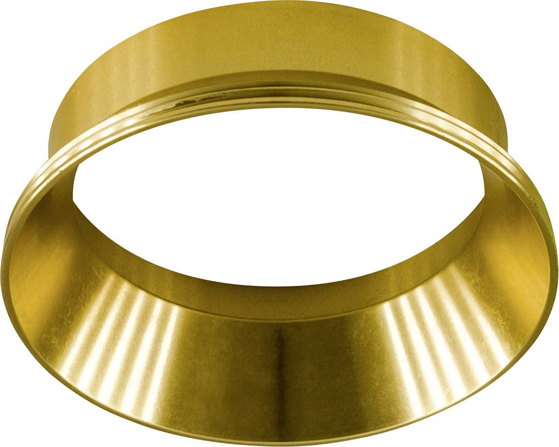 Goldmetallring oder -flansch mit breiter ausgestellter Öffnung, isoliert auf weißem Hintergrund dargestellt.