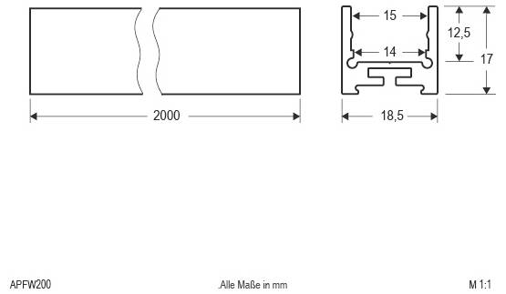 EVN APFW200 Profil Aluminium (L x B) 2000mm x 18.50mm 1St.