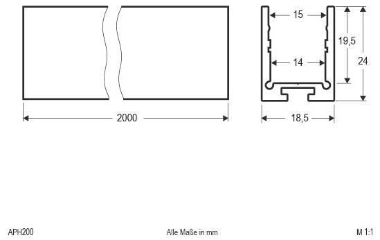 EVN APH 200 Profil Aluminium (L x B) 2000mm x 18.50mm 1St.