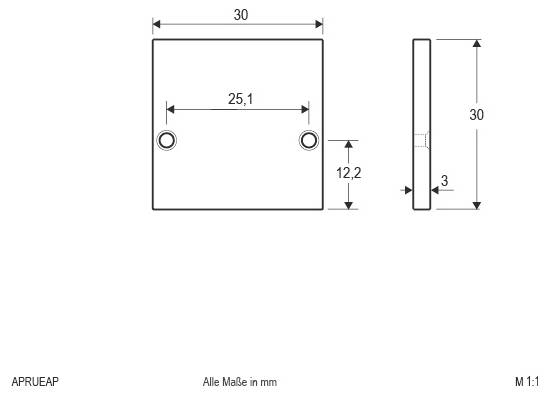 Technische Maßstabzeichnung eines rechteckigen LED-Treibers mit der Bezeichnung K24075, zeigt Seiten- und Draufsicht mit Abmessungen in Millimetern.