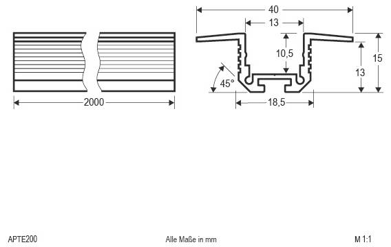 EVN APTE 200 Profil Aluminium (L x B) 2000mm x 40.00mm 1St.