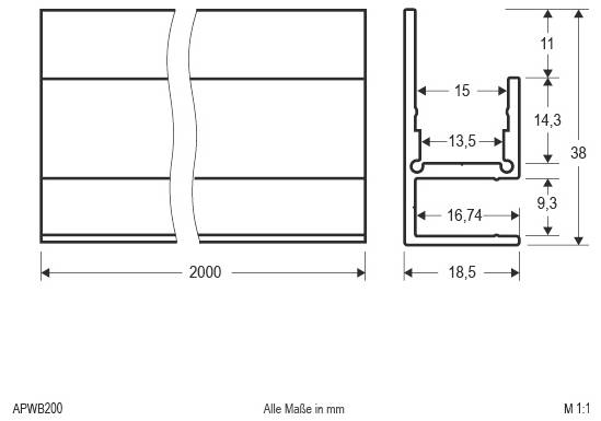 EVN APWB 200 Profil Aluminium (L x B) 2000mm x 18.50mm 1St.