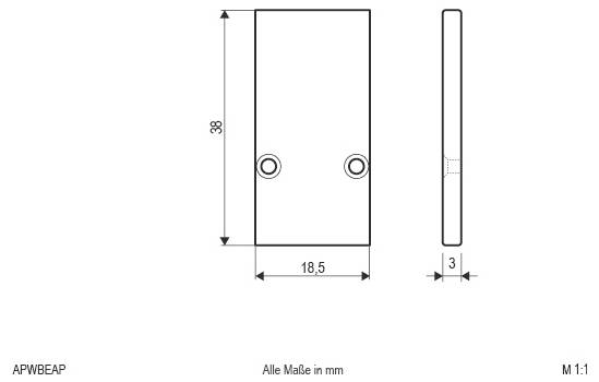 Technische Zeichnung eines geteilten rechteckigen Profils, Gesamtlänge 2000 mm, mit Querschnittsabmessungen 15 mm breit, 12 mm innere Breite und 8 mm hoch.