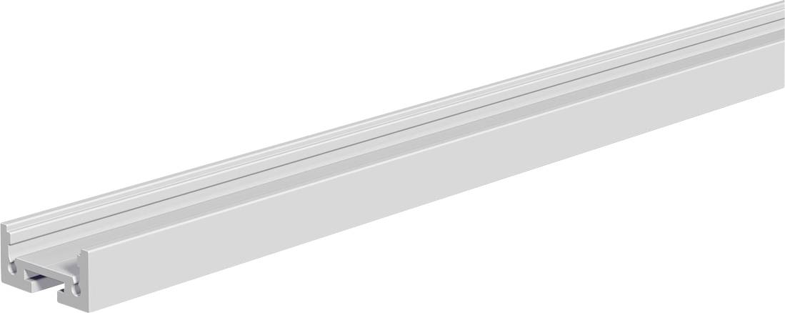 Ein Metallprofil mit einer langen, schmalen Form und einer T-förmigen Seitenansicht. Hauptsächlich für Bau- oder Montagezwecke verwendet.