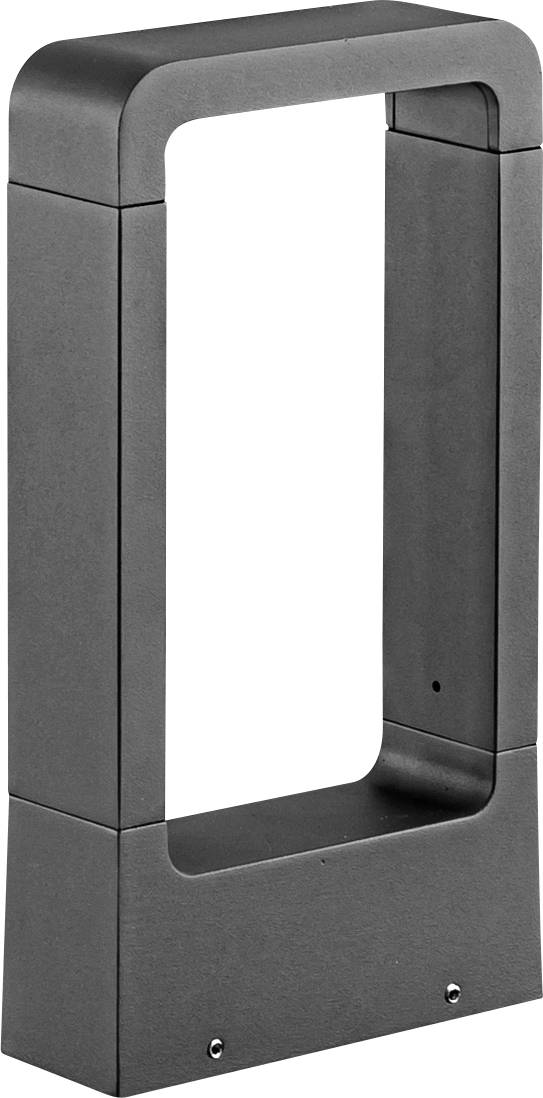 Metallrahmen in rechteckiger Form, lichtgrau, mit abgerundeten Kanten und sichtbaren Schrauben an der Basis.