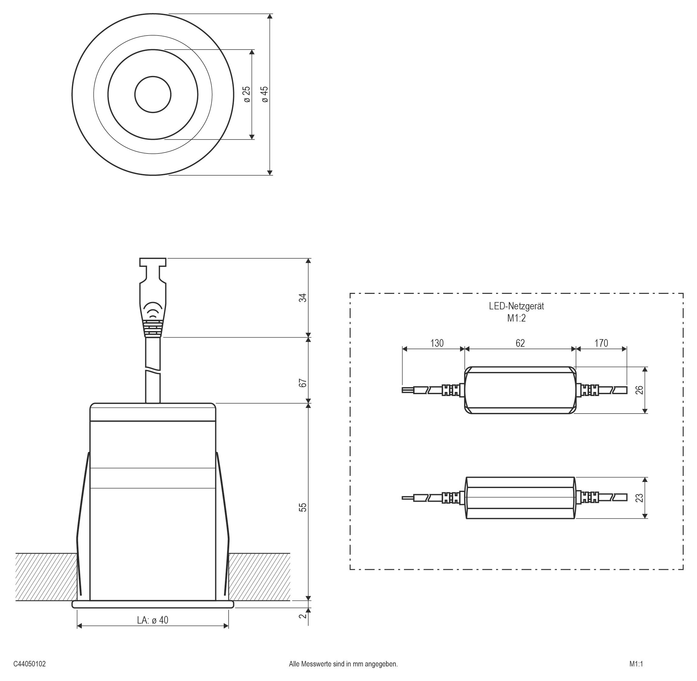 EVN C44050102 C44050102 LED-Einbauleuchte LED LED fest eingebaut 5W Weiß
