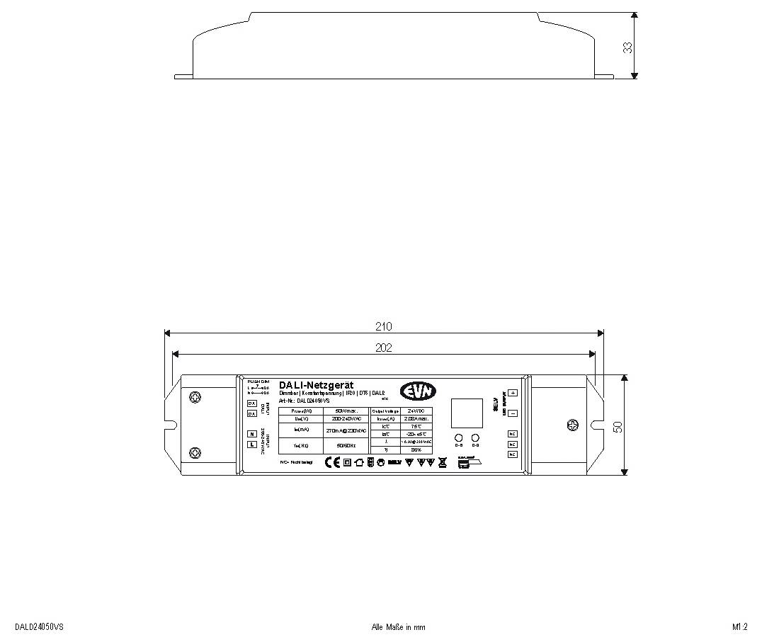 EVN DALD24050VS LED-Dimmer 210mm 50mm