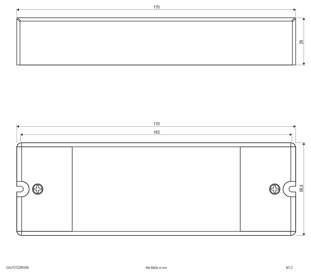 Technische Zeichnung einer quadratischen Einbaubefestigung: Die Draufsicht zeigt ein äußeres 93er Quadrat mit einer 60er inneren Öffnung; die Seitenansicht zeigt Federklammern und eine Gesamthöhe von 180 mm.
