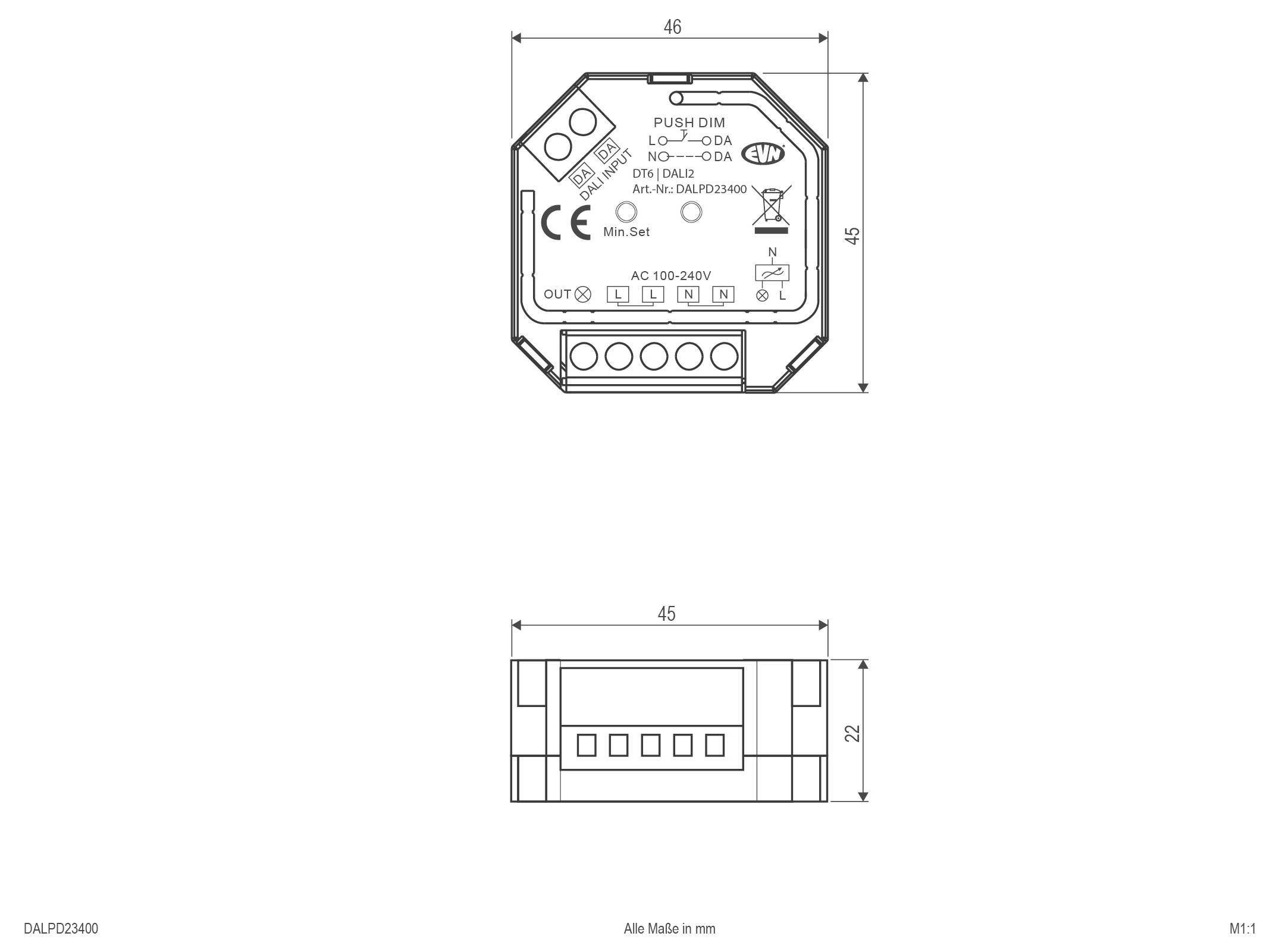 EVN DALPD23400 LED-Dimmer 45mm 46mm