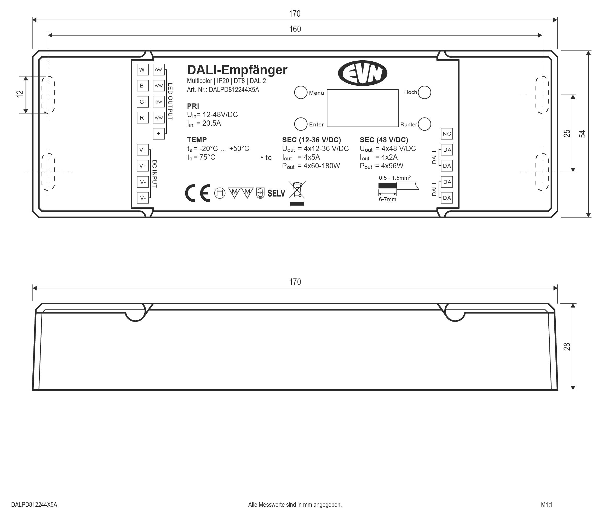 EVN DALPD812244X5A LED-Dimmer 168mm 54mm