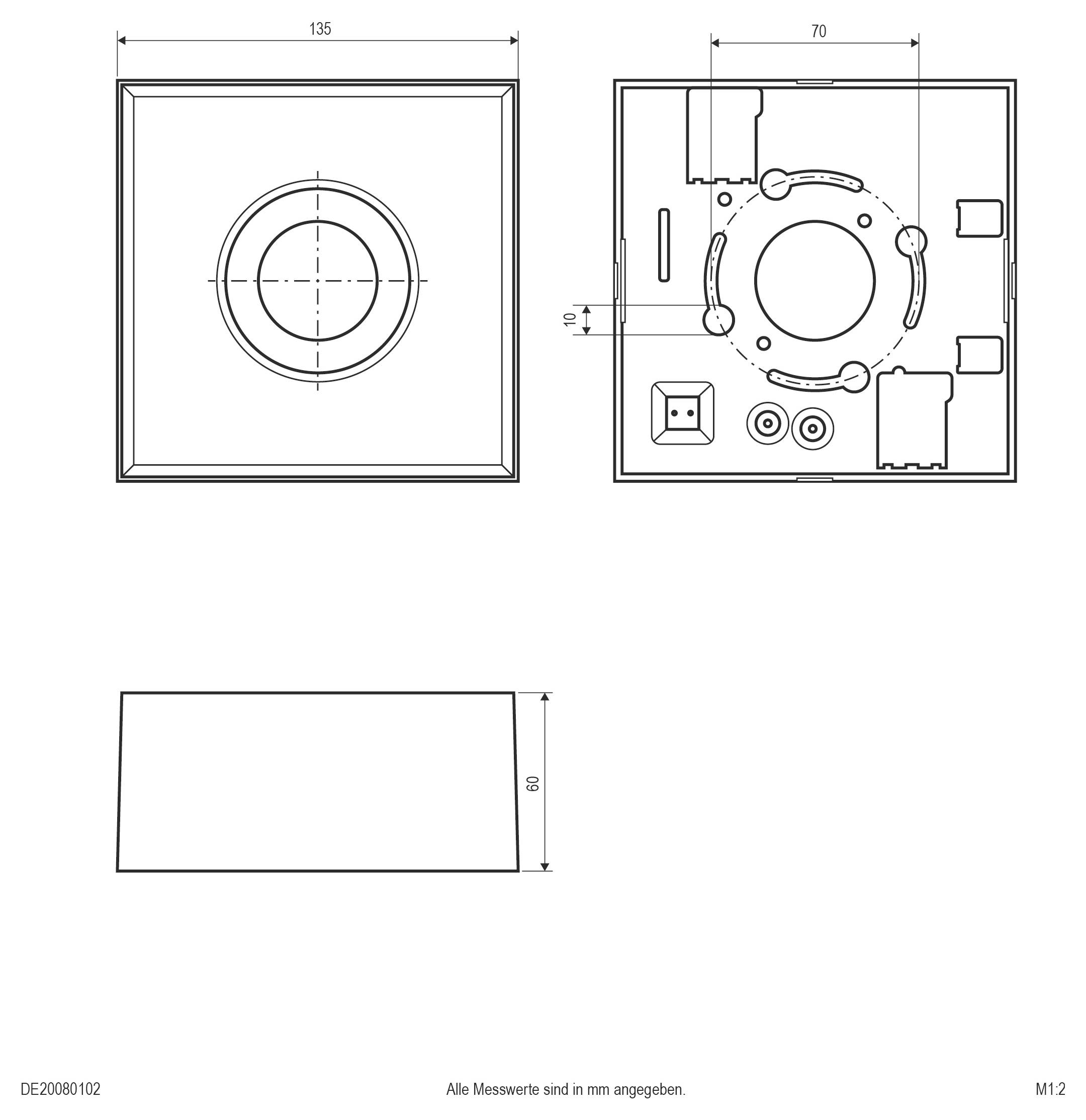 Technische Zeichnung einer kreisförmigen Deckenleuchte, zeigt Draufsicht und Seitenansicht mit Abmessungen Ø228 und Ø200 mm sowie 88 mm Höhe.