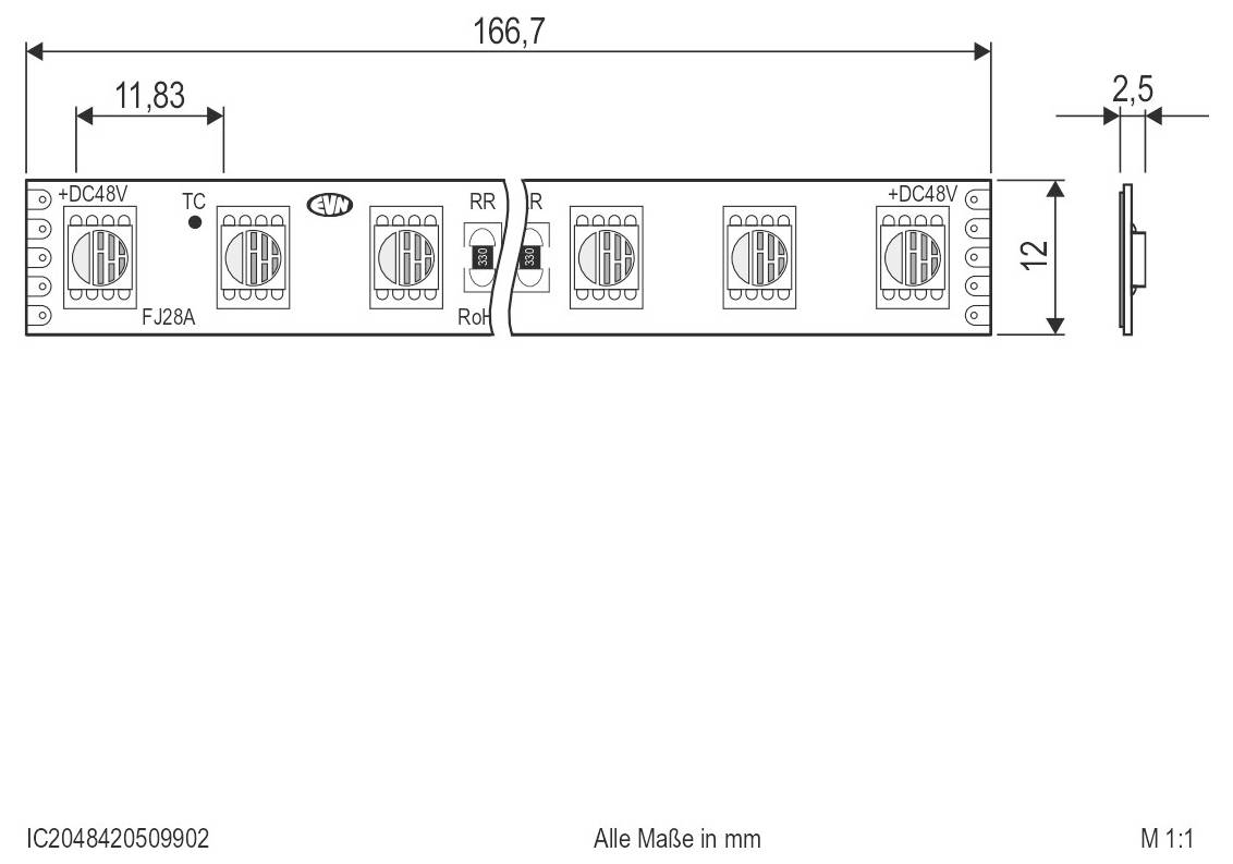 Technische Zeichnung eines quadratischen elektrischen Bauteils mit Vorder-, Rück- und Seitenansichten mit Abmessungen von 135 mm Breite und 60 mm Höhe, gekennzeichnet mit M12.