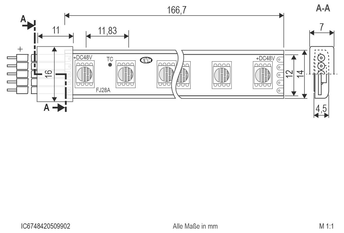 EVN IC6748420509902 LED-Streifen EEK: F (A - G) mit offenem Kabelende 48V 5m RGBW 1St.
