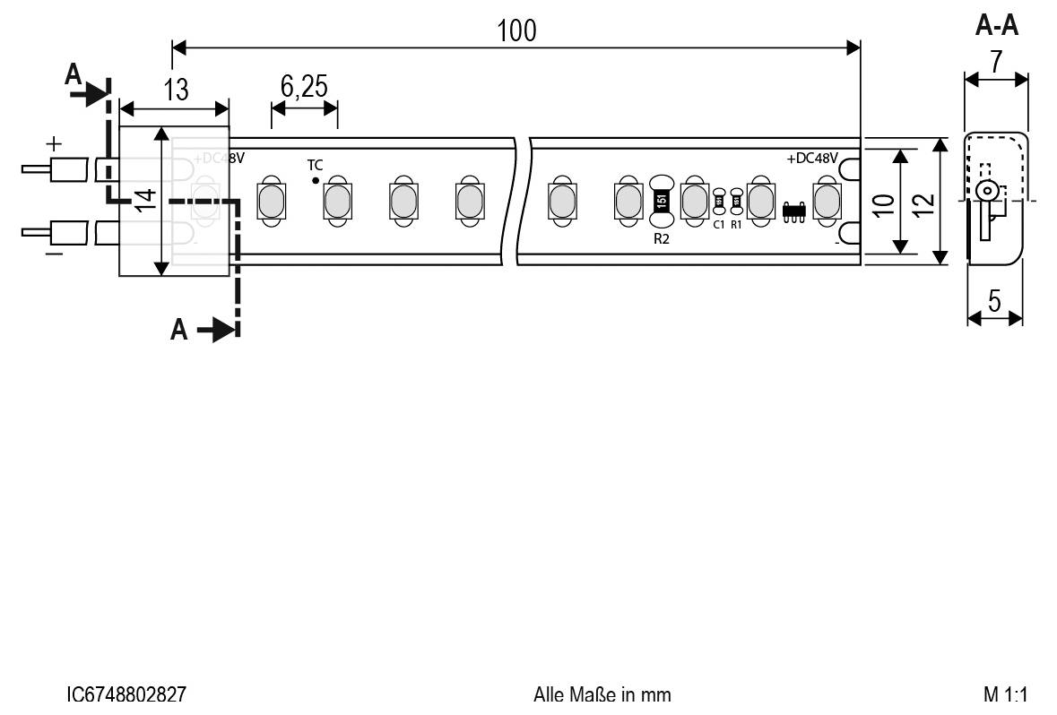 EVN IC6748802827 LED-Streifen EEK: E (A - G) mit offenem Kabelende 48V 5m Warmweiß 1St.