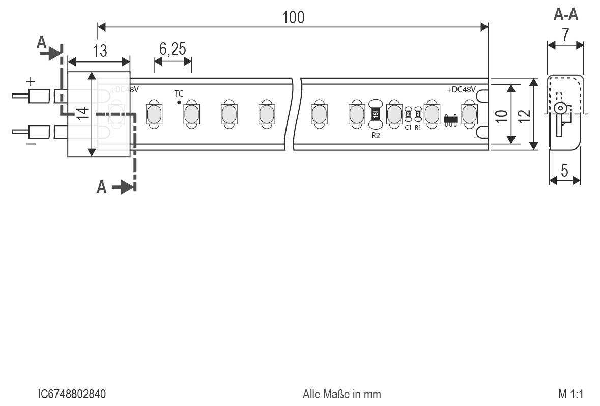 EVN IC6748802840 LED-Streifen EEK: E (A - G) mit offenem Kabelende 48V 5m Neutralweiß 1St.