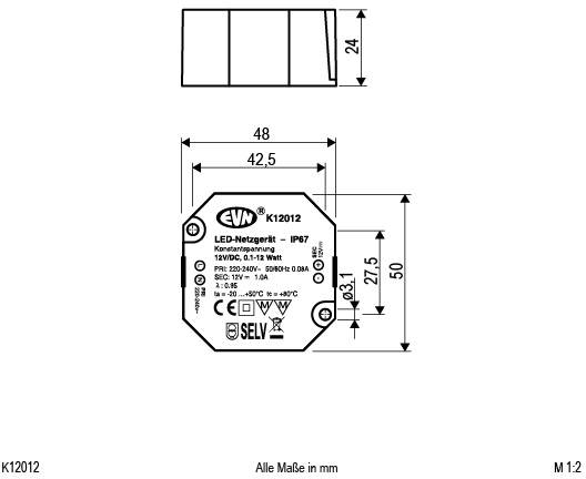 EVN K12012 LED-Trafo Konstantspannung 12 V/DC 1St.