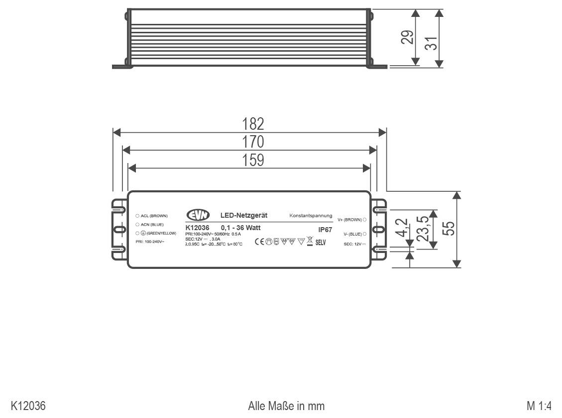 Technische Zeichnung einer runden, eingelassenen Leuchte mit Draufsicht und Seitenansicht mit Abmessungen: 85 mm Außendurchmesser, 52 mm innere Öffnung, etwa 41-43 mm Tiefe.