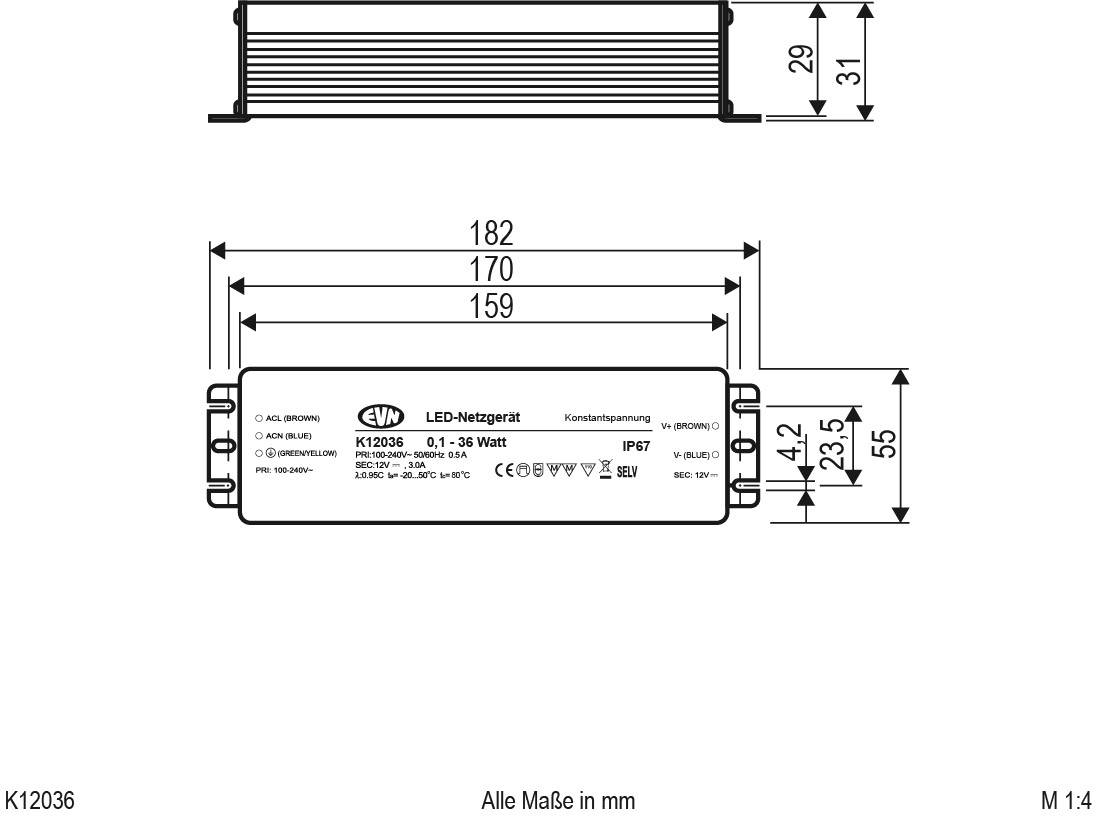 EVN K12036 LED-Trafo Konstantspannung 12 V/DC 1St.