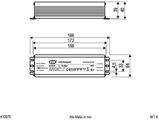 EVN K12075 LED-Trafo Konstantspannung 12 V/DC 1St.