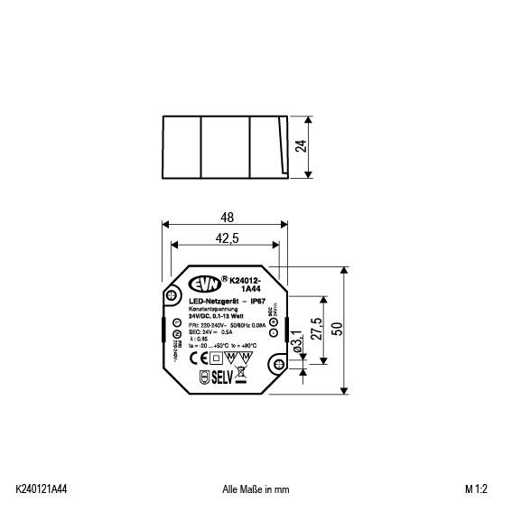 EVN K24012-1A44 LED-Trafo Konstantspannung 24 V/DC 1St.