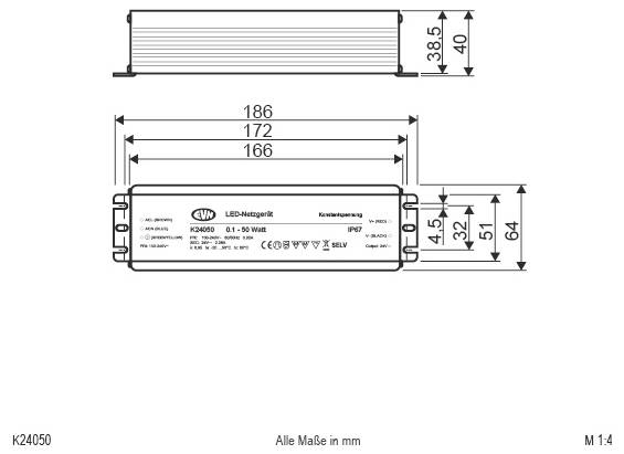 Langliche Deckenleuchte mit einer Reihe von eingelassenen LEDs und einer Nahaufnahme-Vergrößerung, die die Reflektorzellen zeigt.