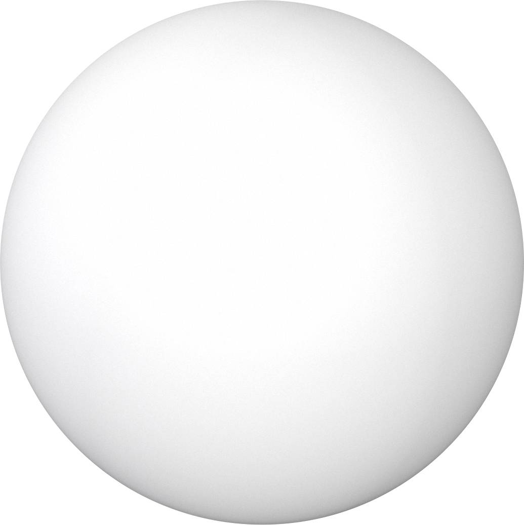 Ein weißer Tischtennisball auf weißem Hintergrund.