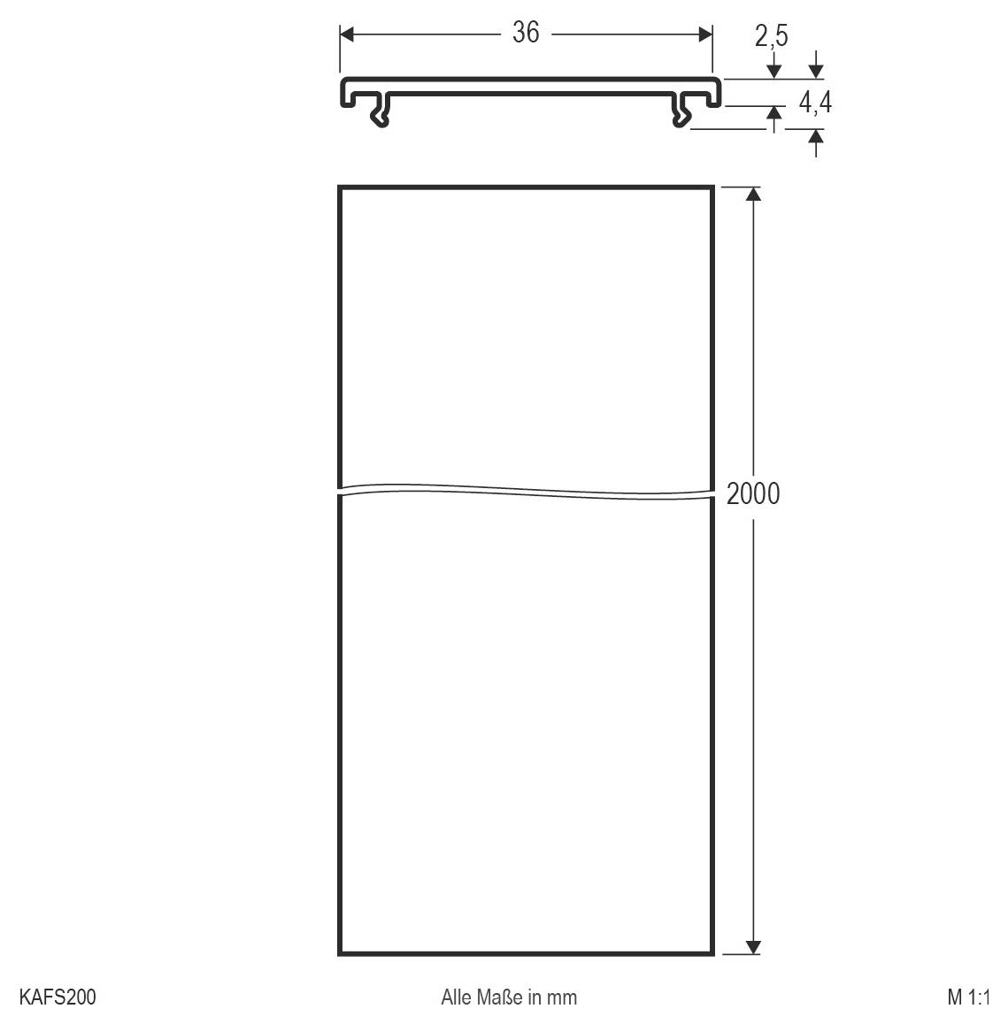 EVN KA FS 200 Profil-Cover (L x B) 2000mm x 36.00mm 1St.