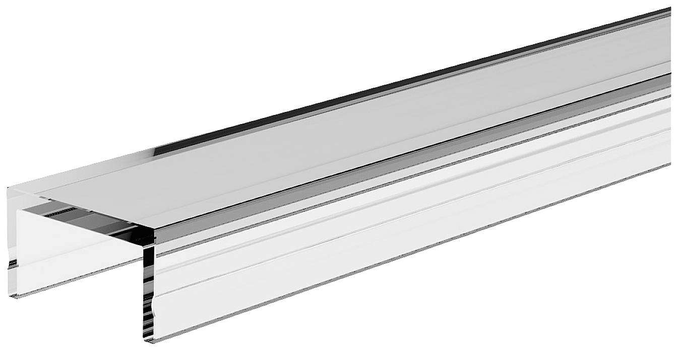 Metallisches U-Profil in silberner Farbe, horizontal ausgerichtet. Ideal für Bau- und Konstruktionszwecke.