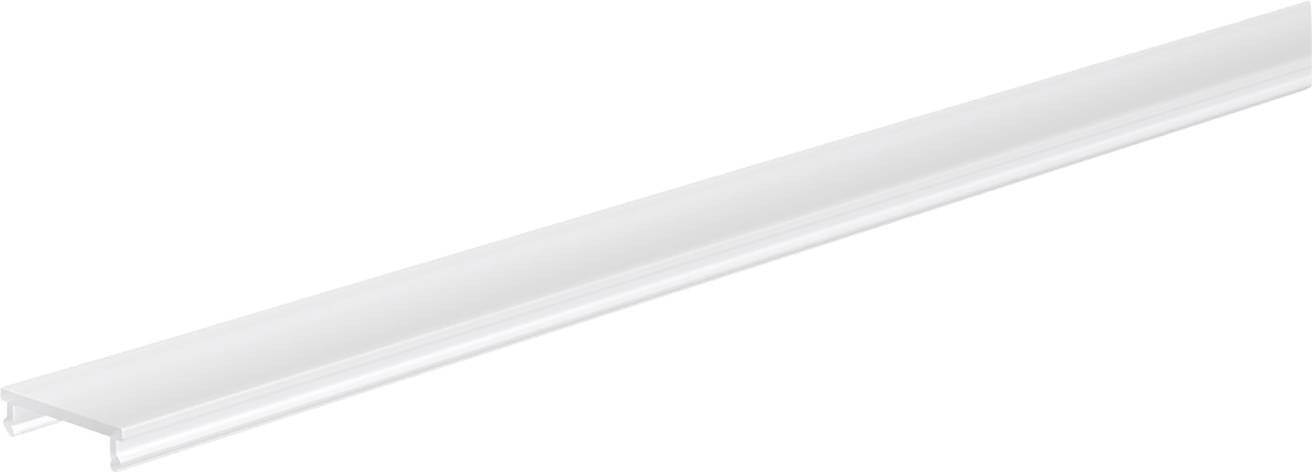 Weiße Kunststoffabdeckung in rechteckiger Form, zur Verwendung als Blendschutz oder Abdeckung für LED-Lichtprofile.