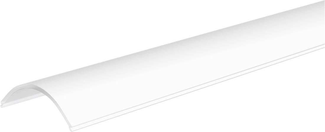 Weißer durchscheinender Kunststoff- oder Acryl-Zierleistenschacht, perspektivisch auf einfachem Hintergrund dargestellt.