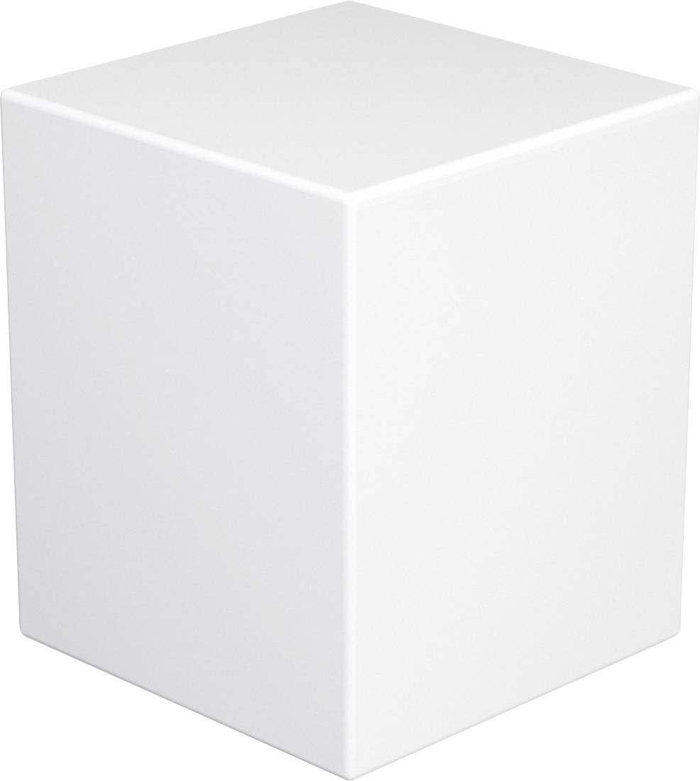 Weißer, würfelförmiger Block auf weißem Hintergrund.