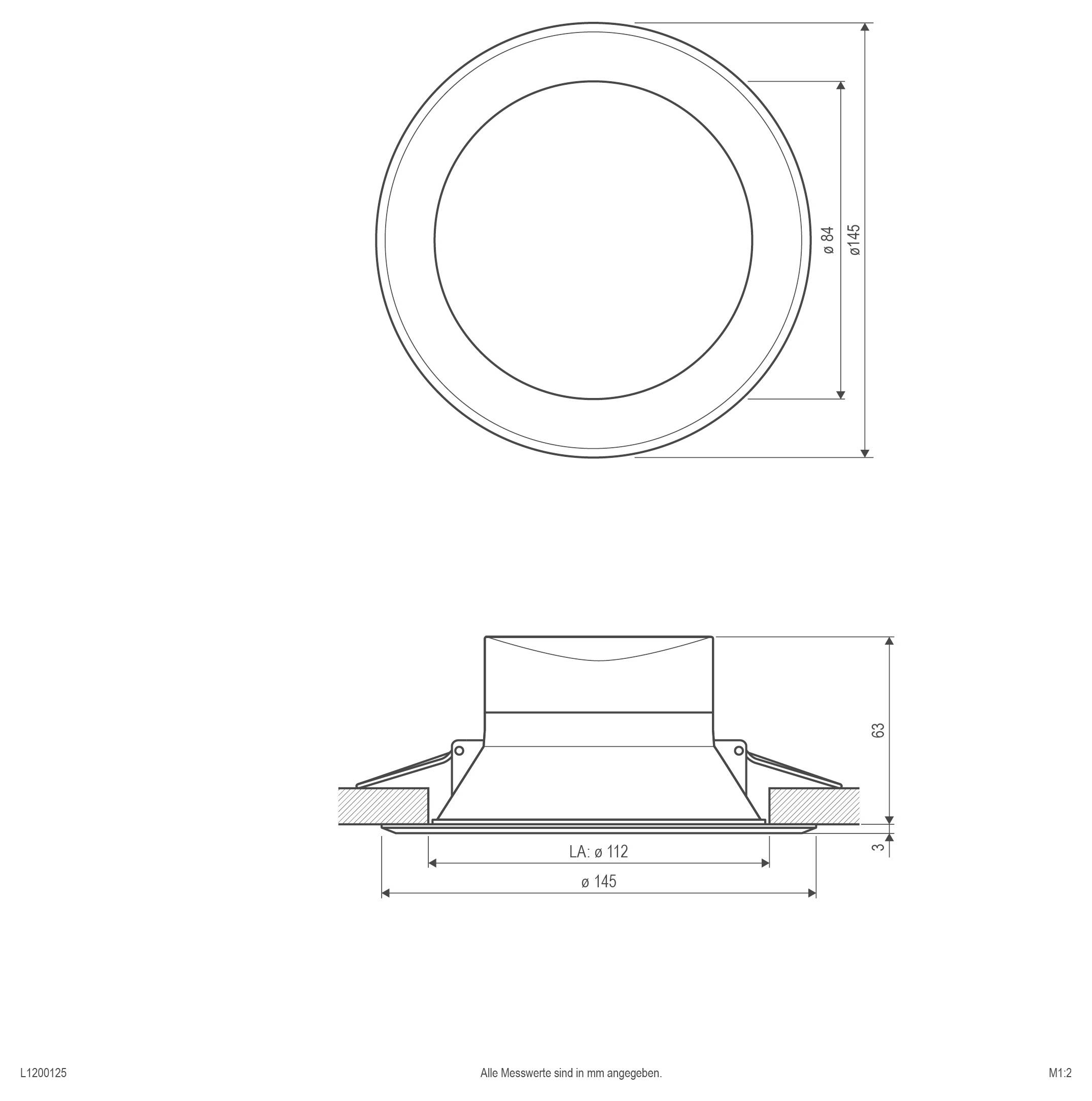 EVN L1200125 L1200125 LED-Einbauleuchte LED LED fest eingebaut 14W Weiß