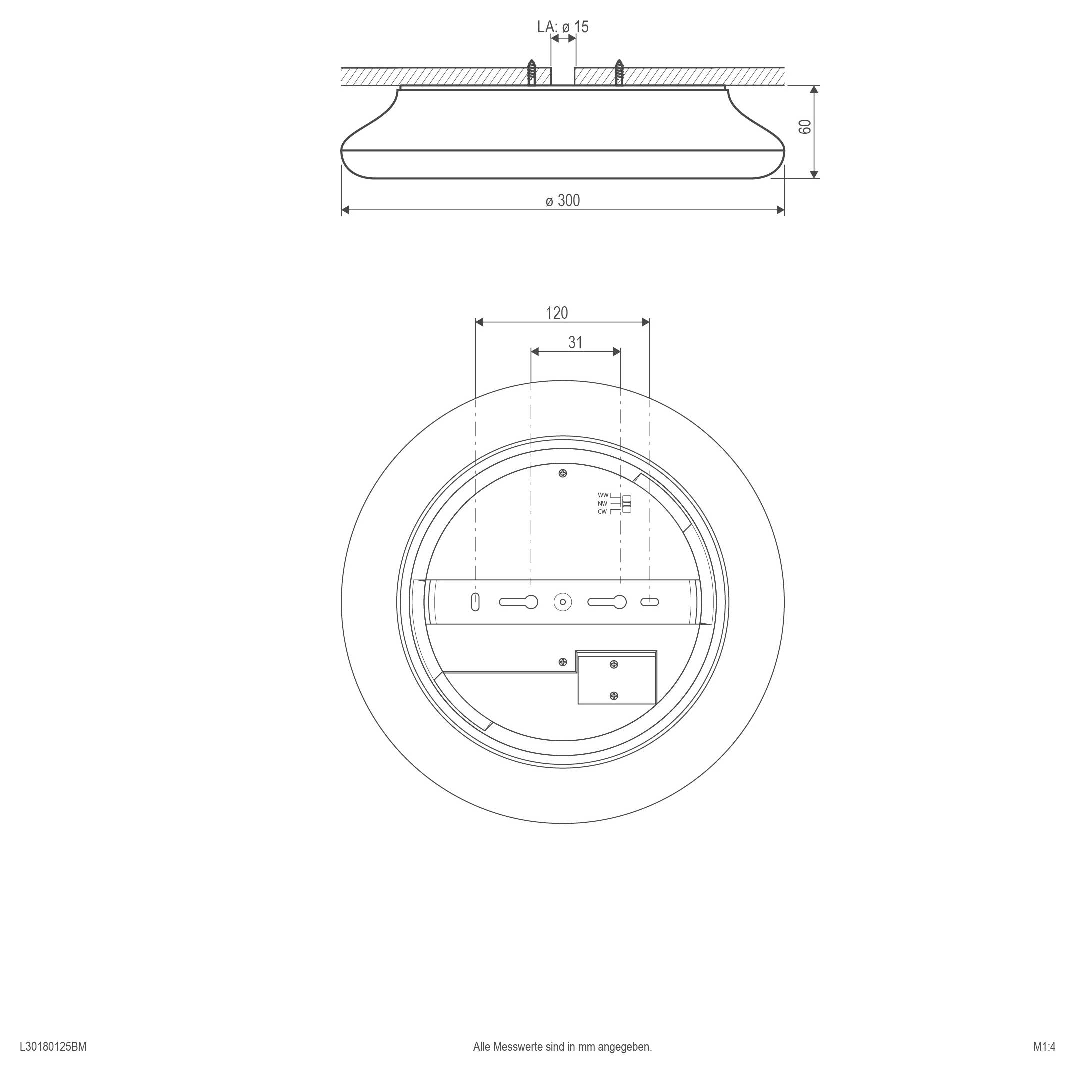 EVN L30180125BM L30180125BM LED-Deckenleuchte 18W Weiß