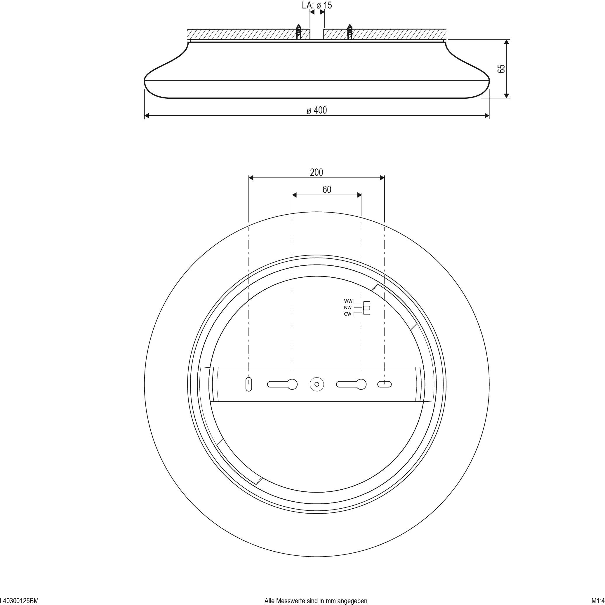 EVN L40300125BM LED-Bad-Deckenleuchte mit Bewegungsmelder 30W Weiß