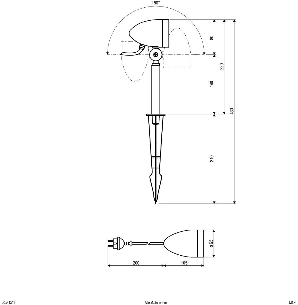 EVN LC541511 LED-Gartenstrahler GU10 11W Anthrazit