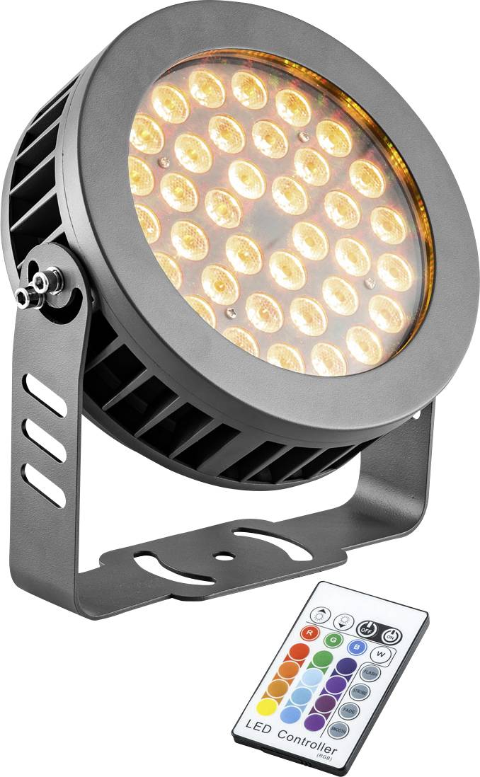 LED-Bühnenlicht mit 36 leuchtenden Glühbirnen und einer Fernbedienung mit der Bezeichnung „LED-Controller