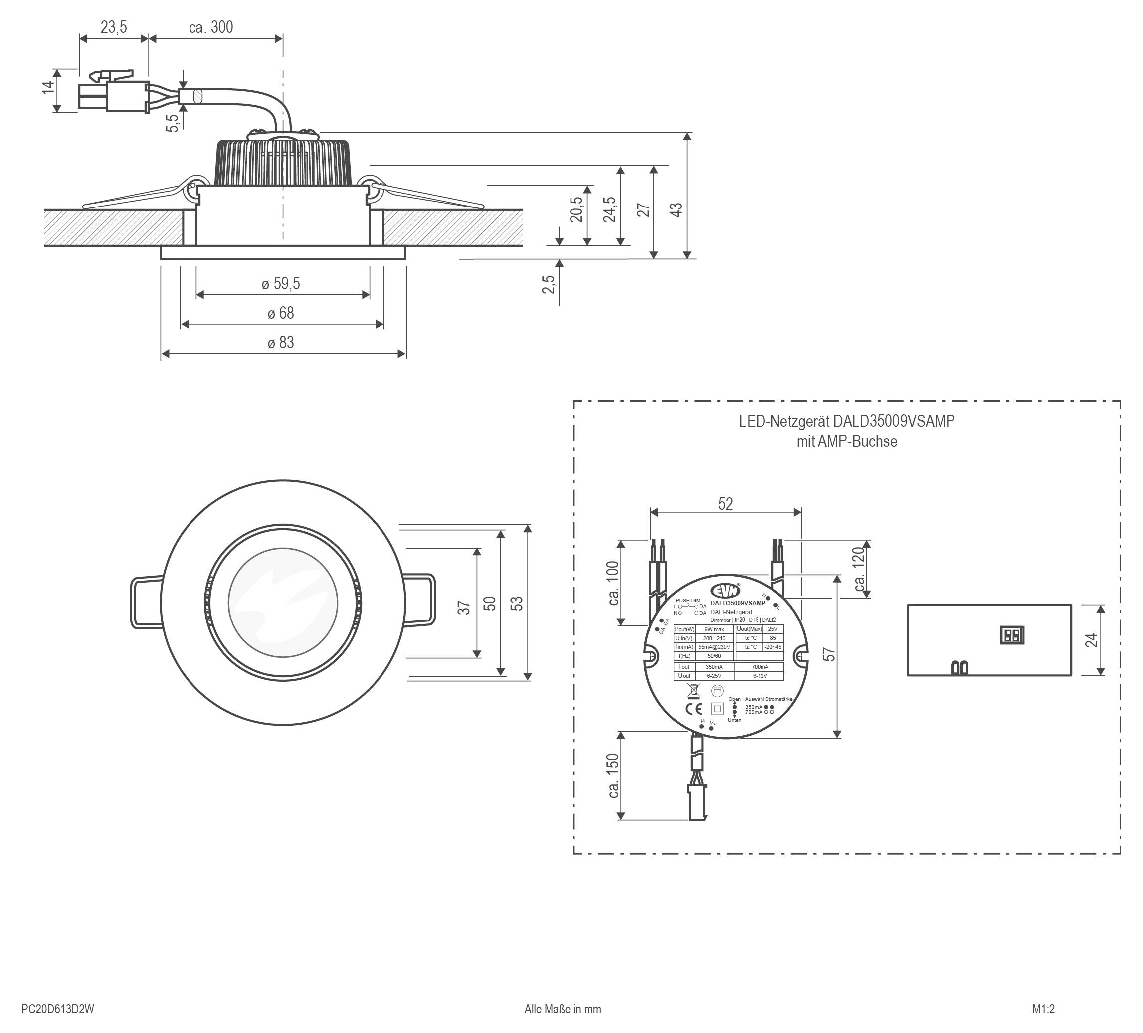 EVN PC20D613D2W PC20D613D2W LED-Einbauleuchte LED LED fest eingebaut 6W Edelstahl