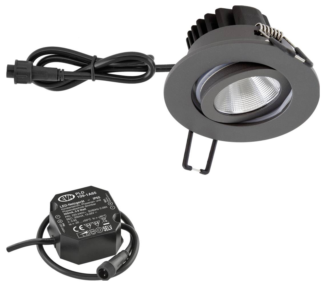 EVN PC650N616D2W PC650N616D2W LED-Einbauleuchte LED LED fest eingebaut 6W Anthrazit