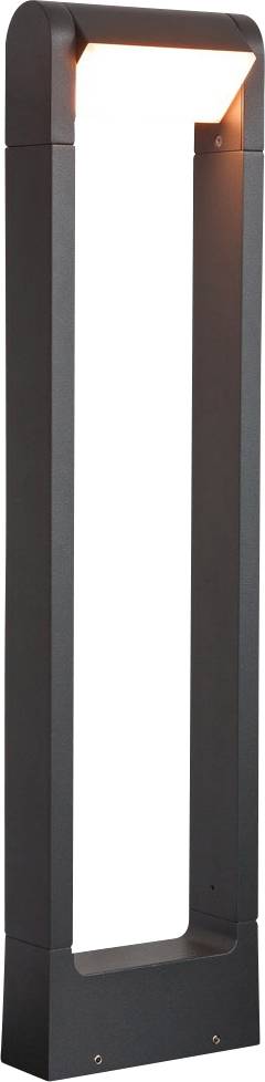 Eine moderne, rechteckige Außenleuchte in Schwarz, die von oben beleuchtet wird. Sie eignet sich für Gartenwege oder Einfahrten.