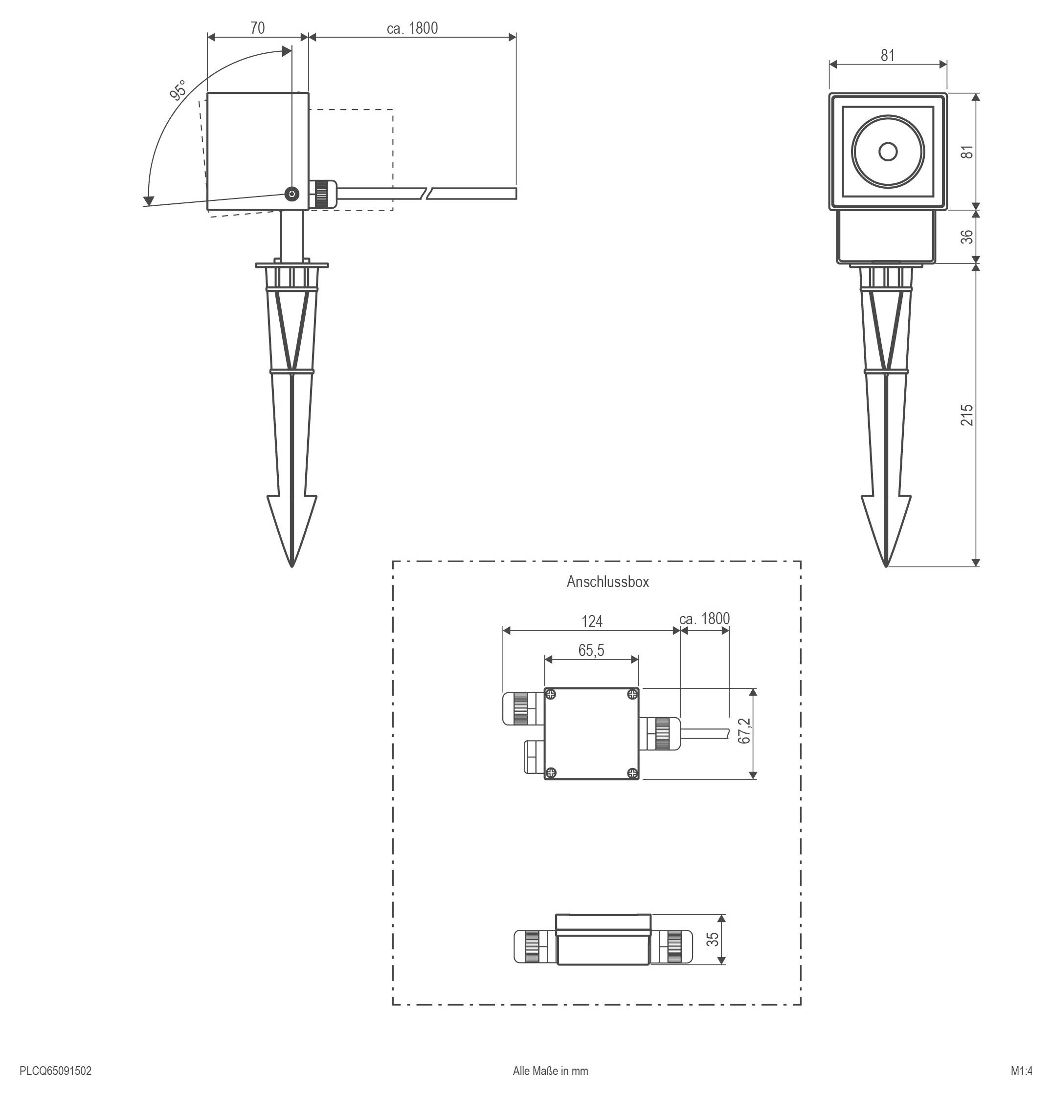 Eingebaute Downlight-Leuchte mit separatem LED-Treiber, wie im Ausschnittkreis gezeigt.