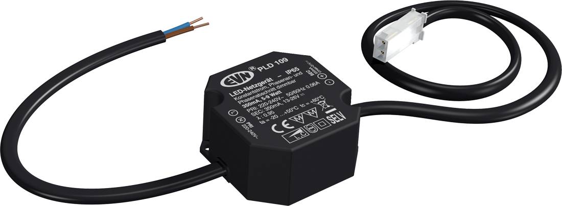 Weißes LED-Netzteil mit der Bezeichnung „LED-Netzgerät - SLD-12100