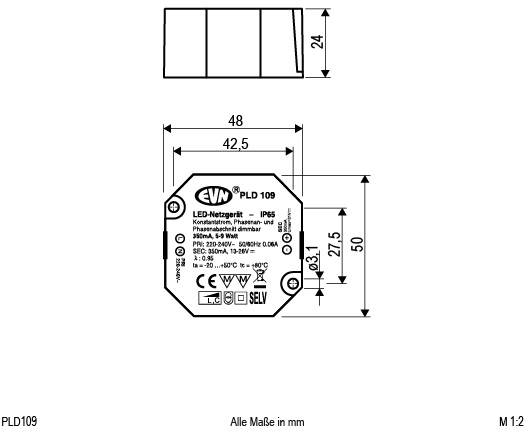 EVN PLD109 LED-Treiber Konstantstrom 350mA 1St.